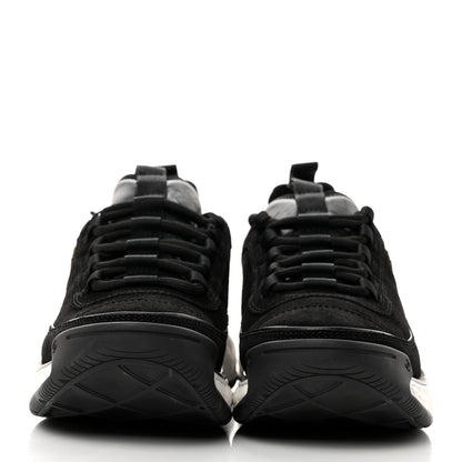 Chanel Suede Calfskin Nylon Grosgrain CC Sneakers 37.5 Black 2 of 9