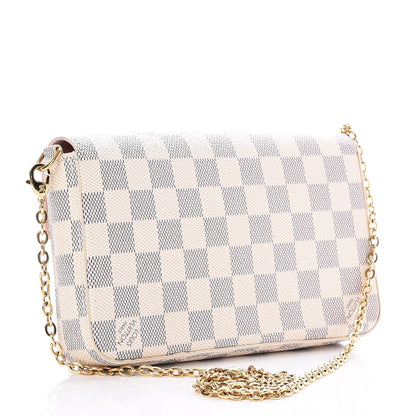 Louis Vuitton Damier Azur Pochette Felicie Chain Wallet Rose Ballerine 4 of 10