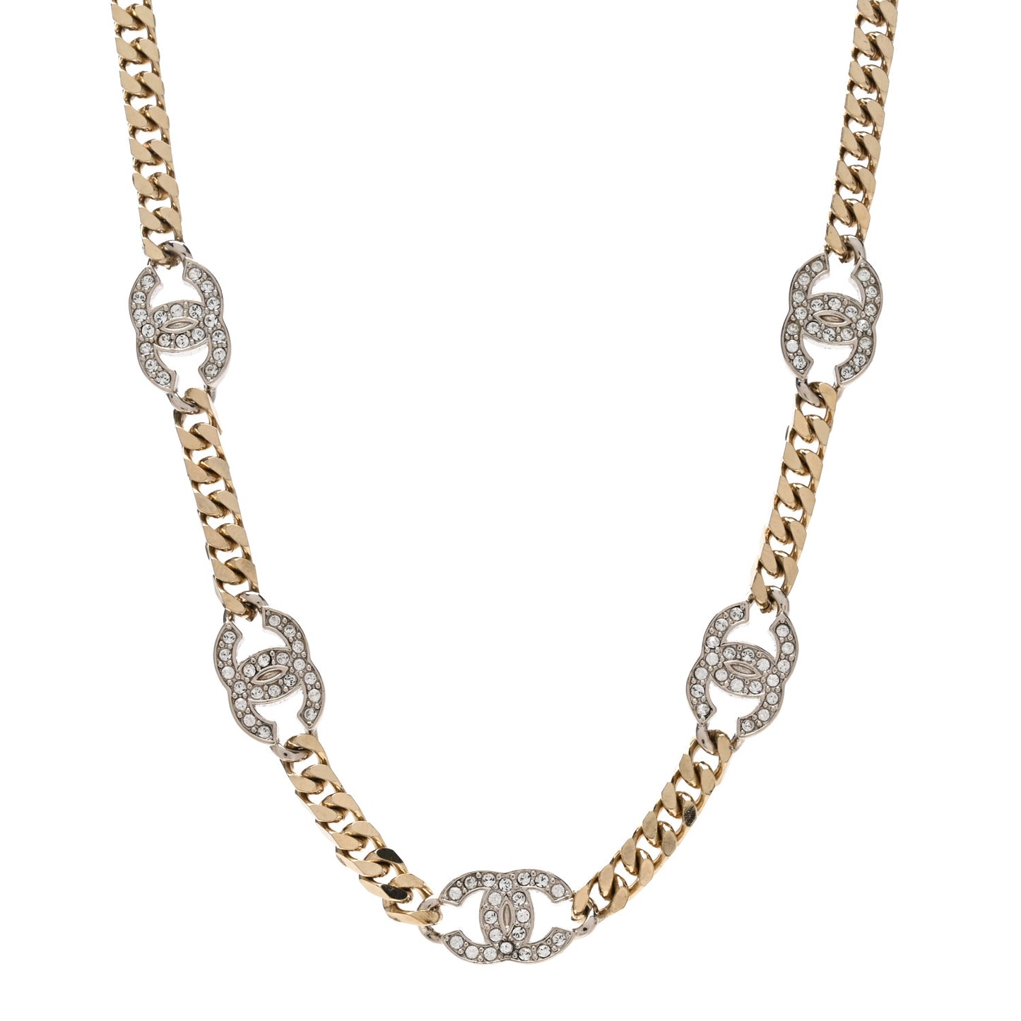 Crystal Chain CC Link Choker Gold Silver