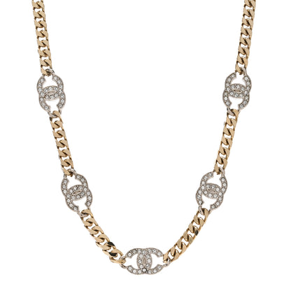 Chanel Crystal Chain CC Link Choker Gold Silver 1 of 4