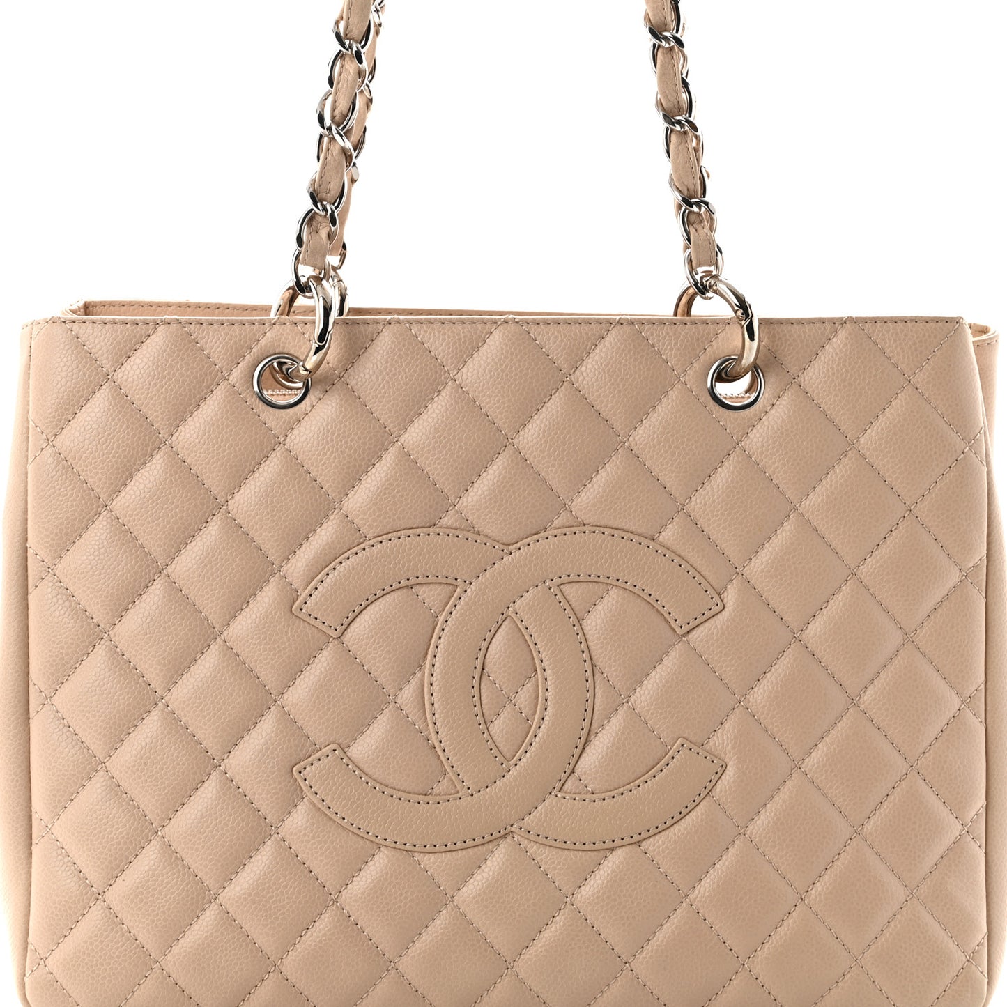 Caviar Quilted Grand Shopping Tote GST Beige Clair