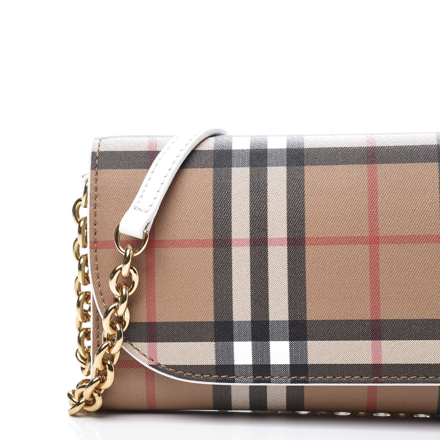 Vintage Check Henley Wallet On Chain Chalk White