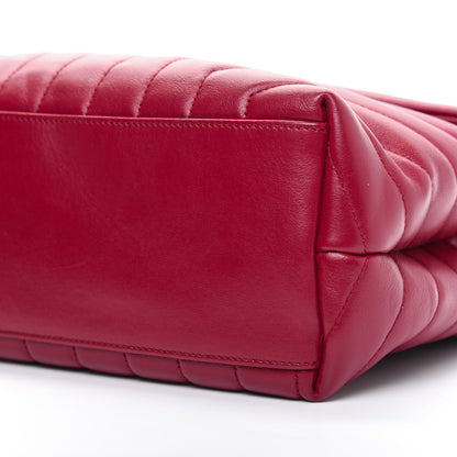 Saint Laurent Calfskin Y Quilted Monogram Medium Loulou Chain Satchel Lipstick Red 8 of 20