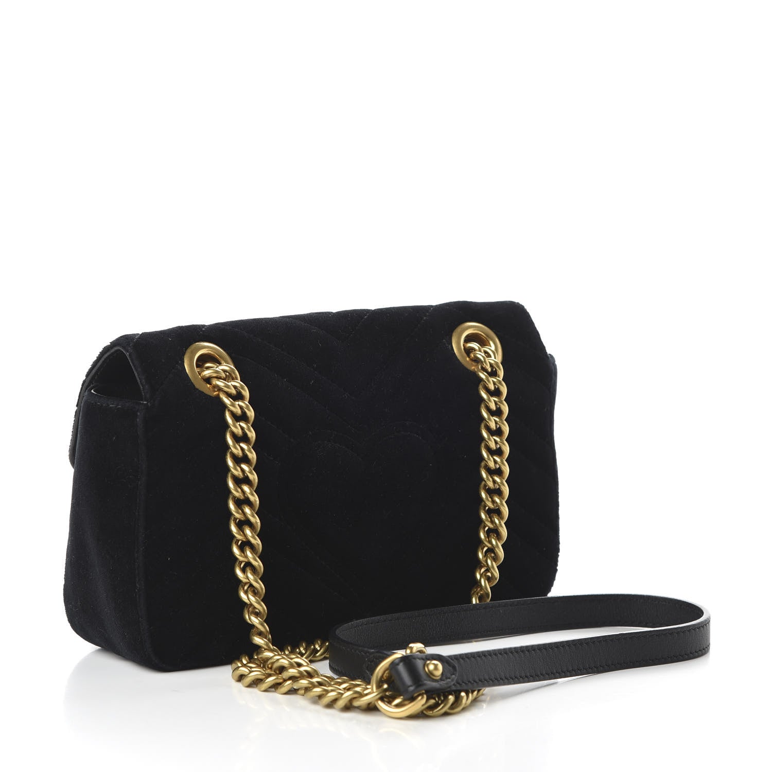 Gucci Velvet Matelasse Embroidered Mini GG Marmont Shoulder Bag Black 3 of 10