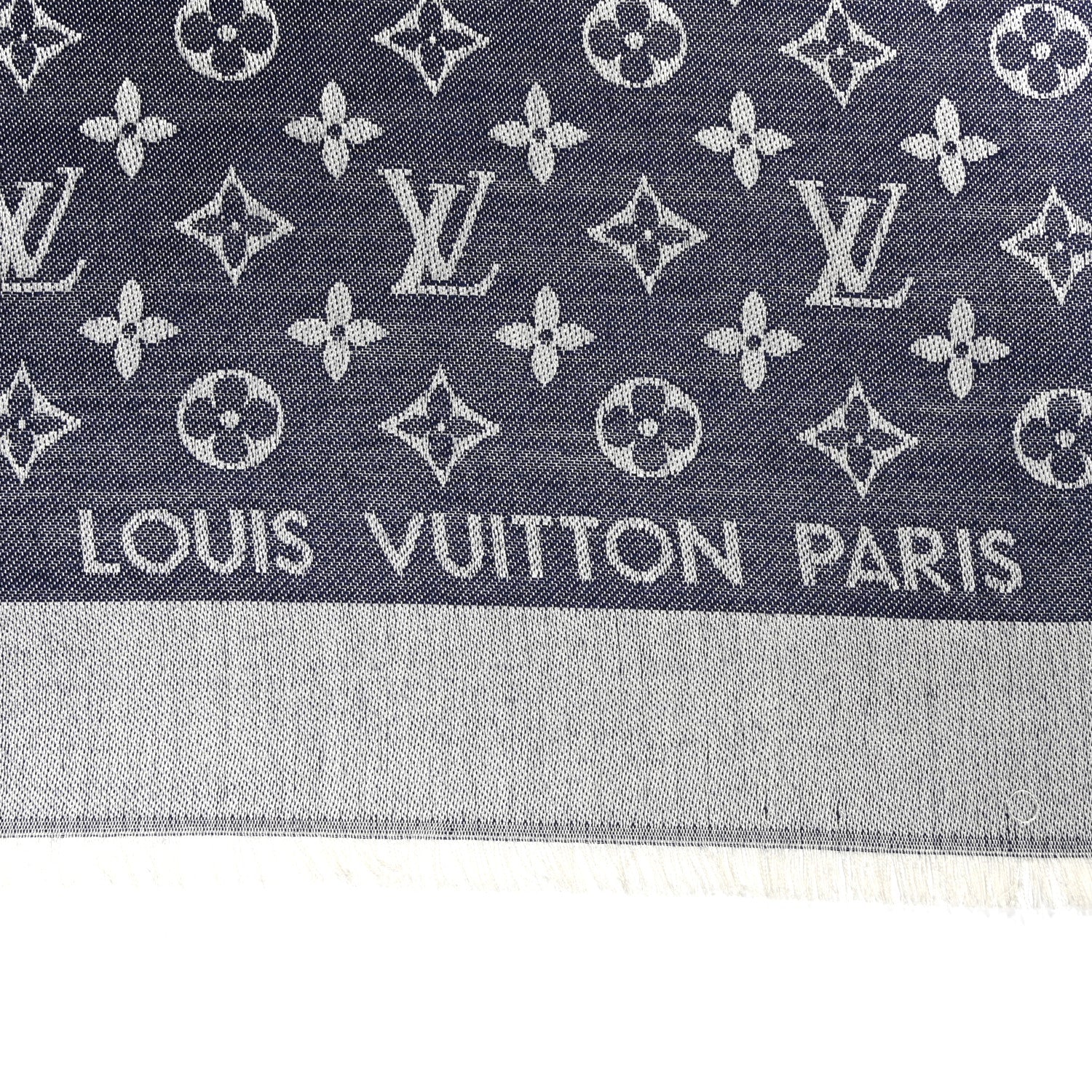 Louis Vuitton Silk Wool Monogram Denim Shawl Blue 2 of 4