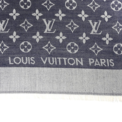 Louis Vuitton Silk Wool Monogram Denim Shawl Blue 2 of 4