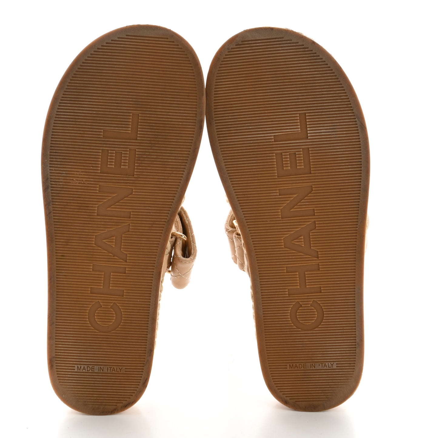 Cord Lambskin Quilted Logo Mules 35 Beige