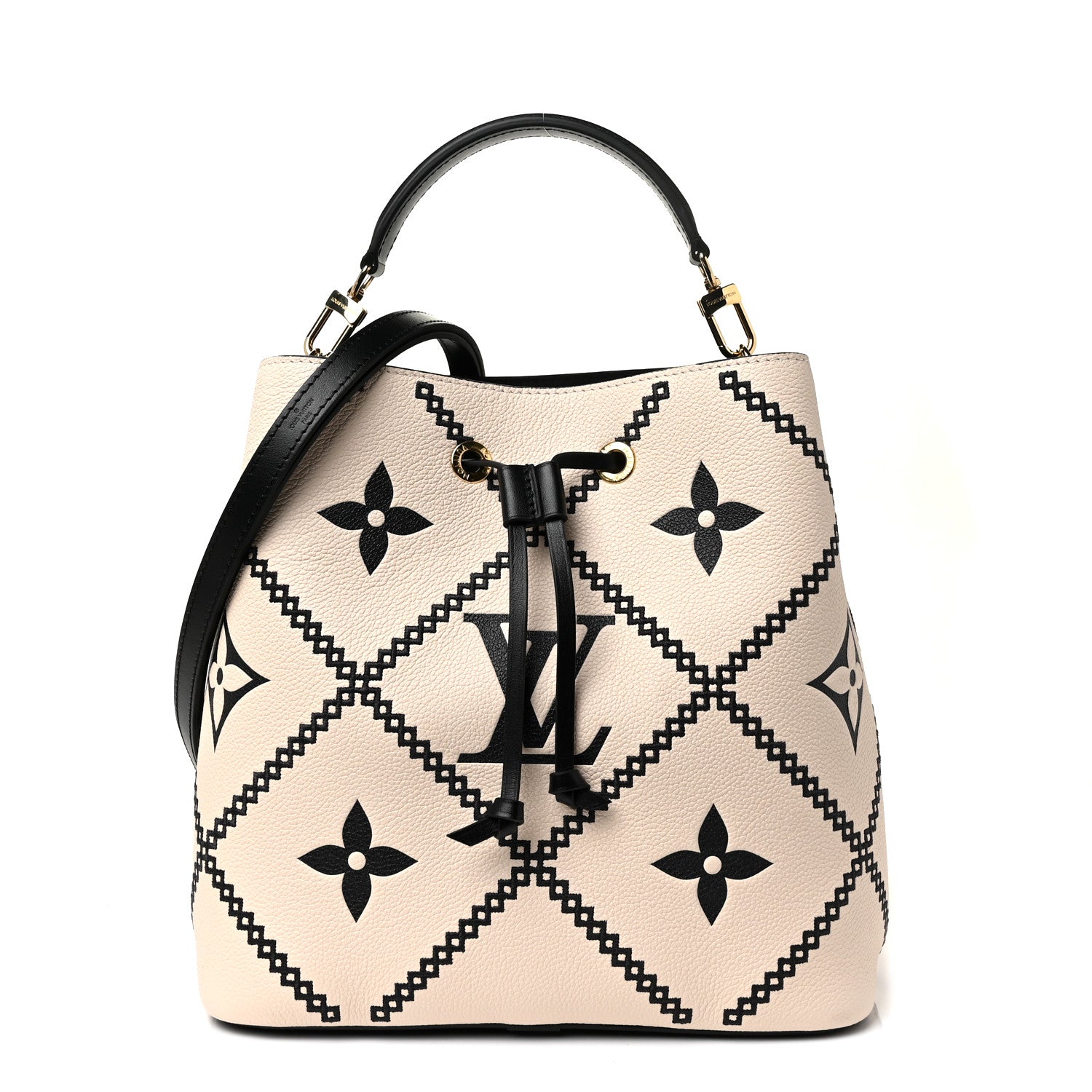 Louis Vuitton Empreinte Monogram Giant Broderies Neonoe MM Cream Black 2 of 8