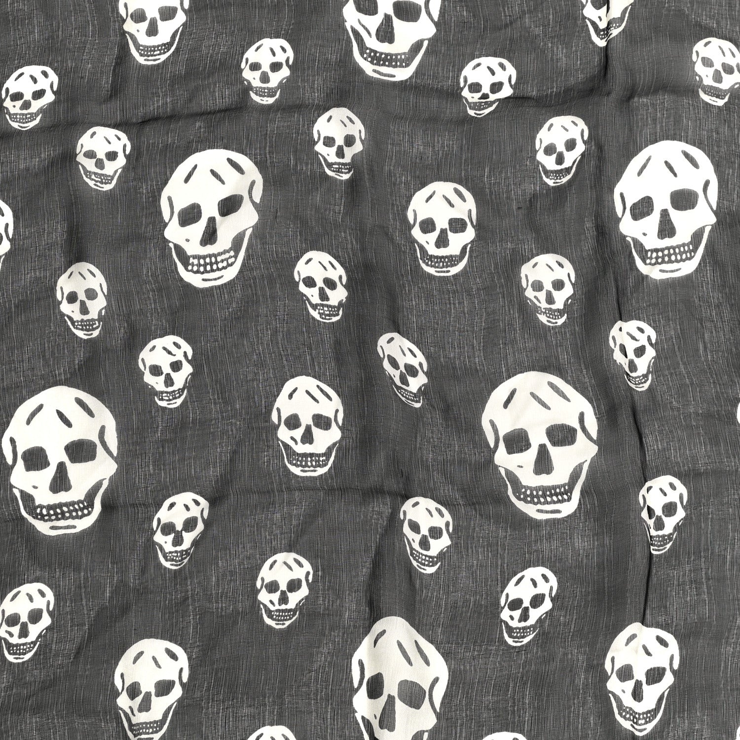 Alexander McQueen Silk Chiffon Skull Scarf Black Ivory 2 of 5