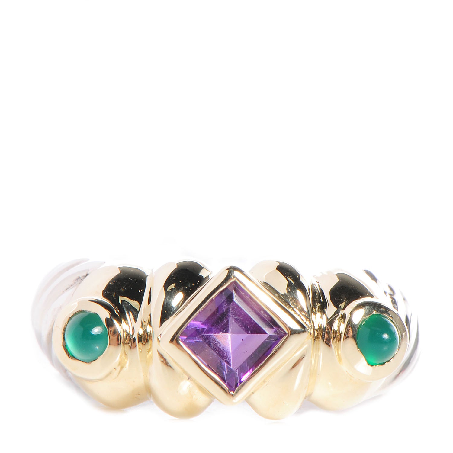 David Yurman Sterling Silver 14k Yellow Gold Amethyst Emerald Renaissance Ring 7 1 of 5