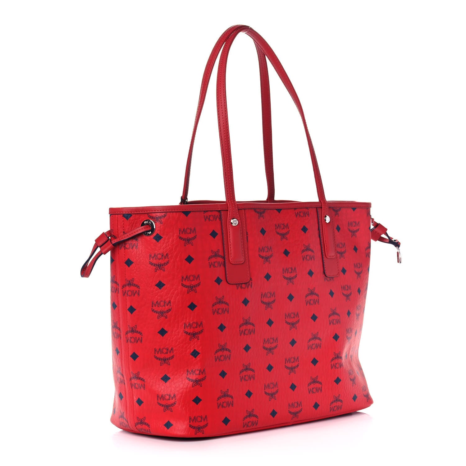 MCM Visetos Medium Liz Reversible Shopper Tote Ruby Red 3 of 9