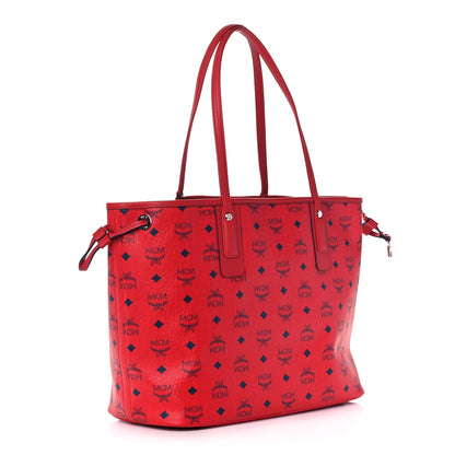 MCM Visetos Medium Liz Reversible Shopper Tote Ruby Red 3 of 9
