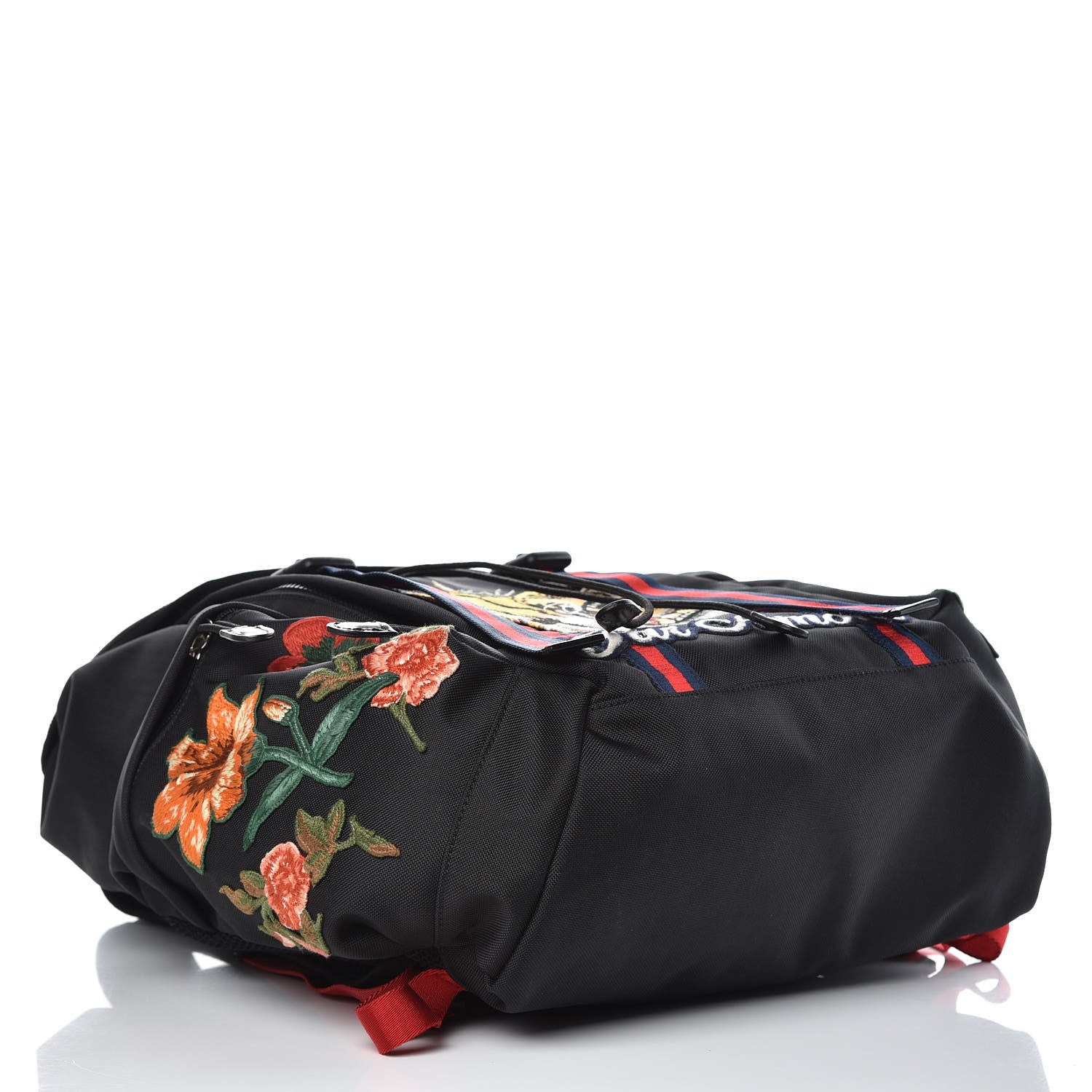 Gucci Techno Canvas Web L'Aveugle Par Amour Embroidered Double Buckle Backpack Black 4 of 9