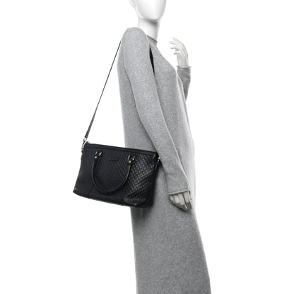 Gucci Soft Microguccissima Small Zippered Satchel Black 2 of 12