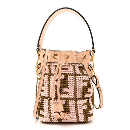 Fendi Raffia Vitello King F is Fendi FF Crochet Mini Mon Tresor Bucket Bag Natural Light Rose 1 of 10
