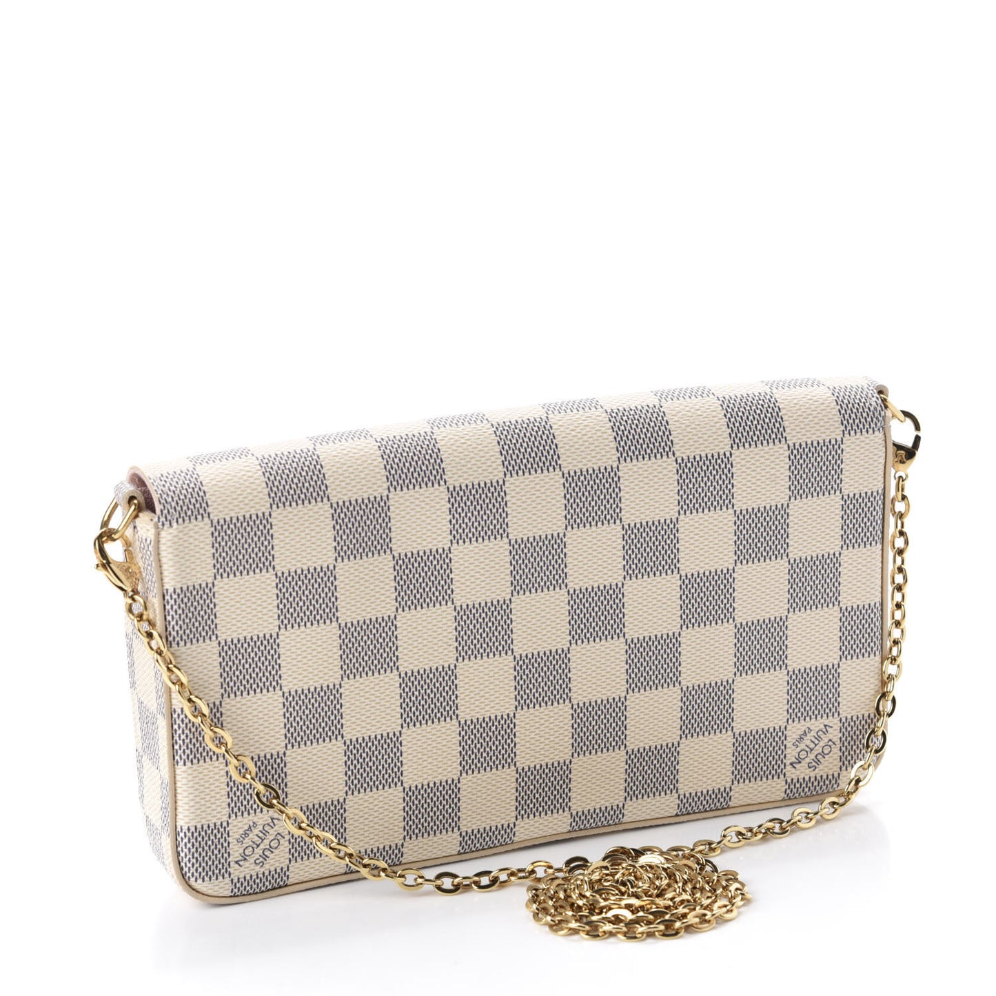 Damier Azur Pochette Felicie Chain Wallet Rose Ballerine