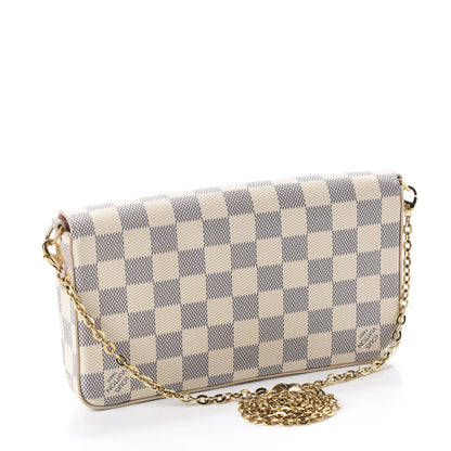 Louis Vuitton Damier Azur Pochette Felicie Chain Wallet Rose Ballerine 3 of 14