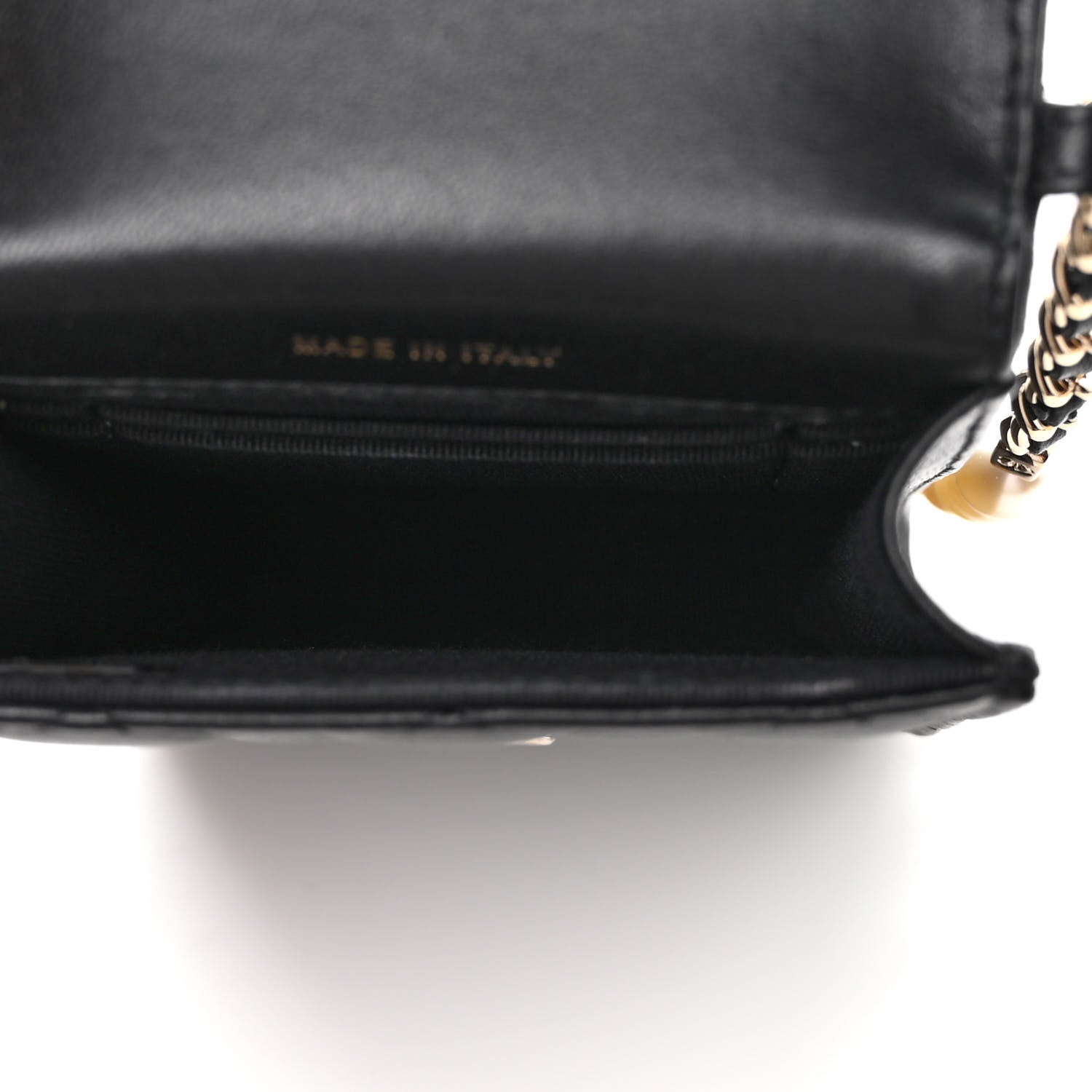 Chanel Lambskin Quilted Pearl Phone Holder With Chain Black 5 of 11