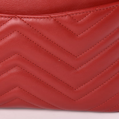 Gucci Calfskin Matelasse Medium GG Marmont Chain Shoulder Bag Hibiscus Red 11 of 11