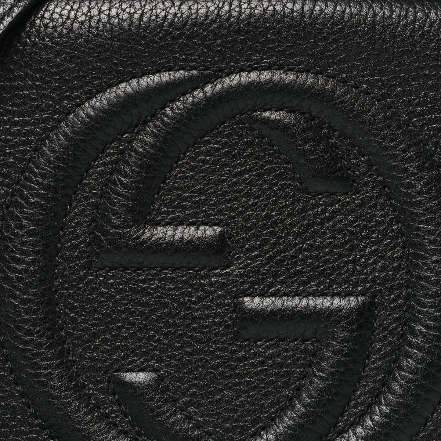 Pebbled Calfskin Small Soho Disco Bag Black