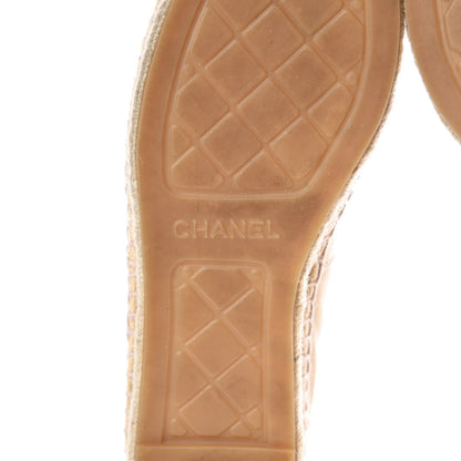 Chanel Lambskin CC Espadrilles 37 Beige Black 6 of 10
