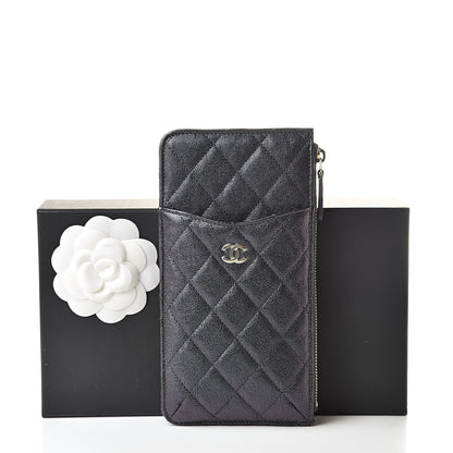 Chanel Iridescent Caviar Quilted Classic Flat Wallet Pouch Black 8 of 8