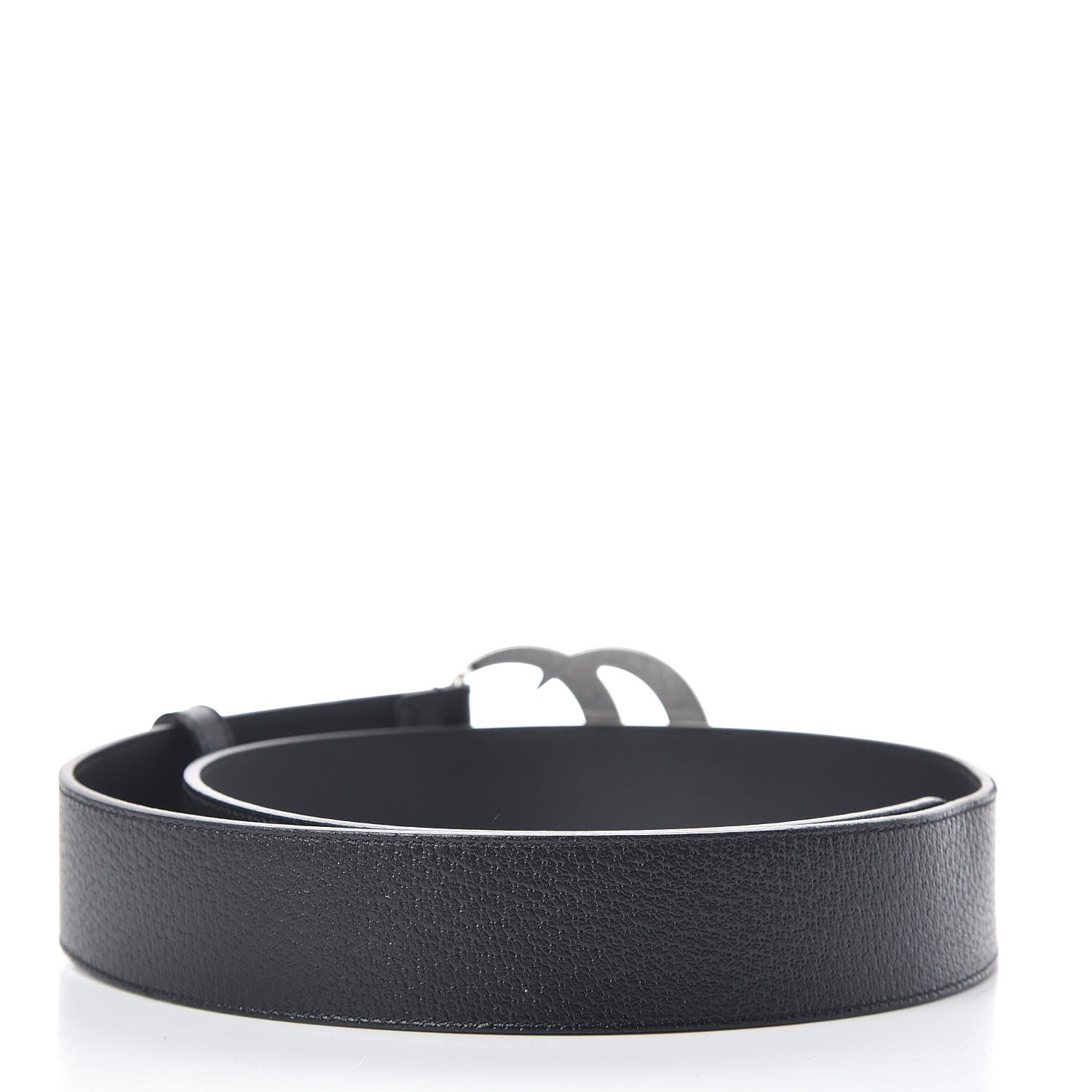 Gucci Textured Dollar Calfskin Nickel Double G 40mm Belt 85 34 Black 3 of 6