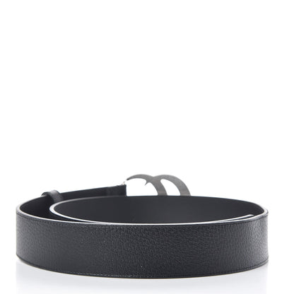 Gucci Textured Dollar Calfskin Nickel Double G 40mm Belt 85 34 Black 3 of 6