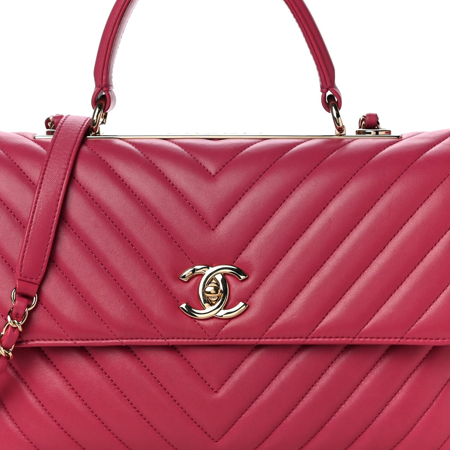 Chanel Lambskin Chevron Quilted Medium Trendy CC Dual Handle Flap Bag Dark Pink 6 of 10
