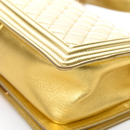 Chanel Metallic Patent Calfskin Quilted Medium Boy Flap Gold 15 of 16