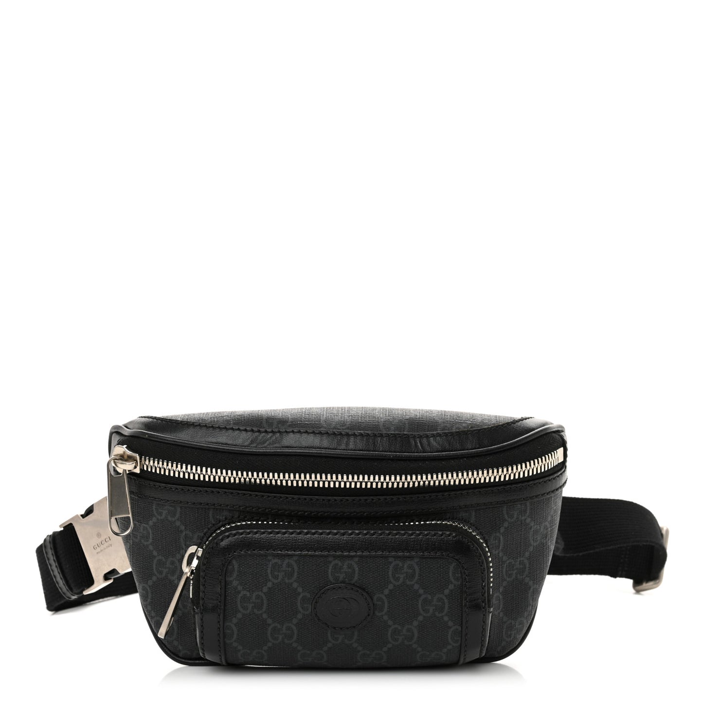 GG Supreme Monogram Textured Calfskin Retro Interlocking G Belt Bag Black