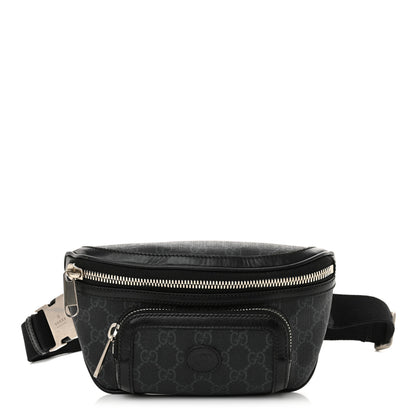 Gucci GG Supreme Monogram Textured Calfskin Retro Interlocking G Belt Bag Black 1 of 11