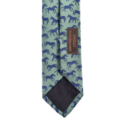 Hermes Silk 7 Galop En Vrac Mens Neck Tie Vert Amande Marine Azur 5 of 7