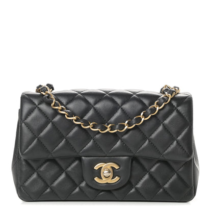 Chanel Lambskin Quilted Mini Rectangular Flap Black 1 of 15