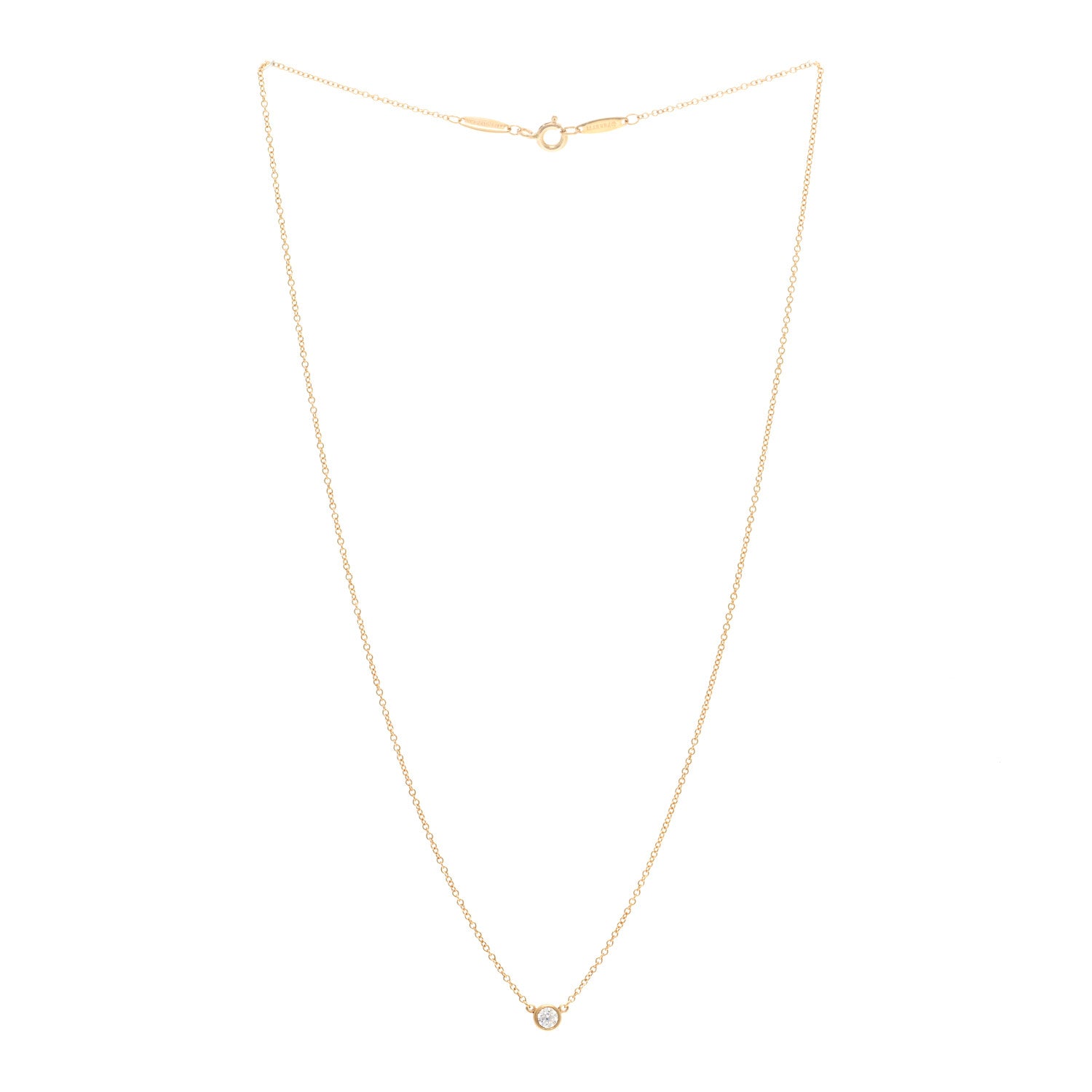 Tiffany 18K Yellow Gold Diamond .17ct Elsa Peretti Diamonds by the Yard Pendant Necklace 3 of 5