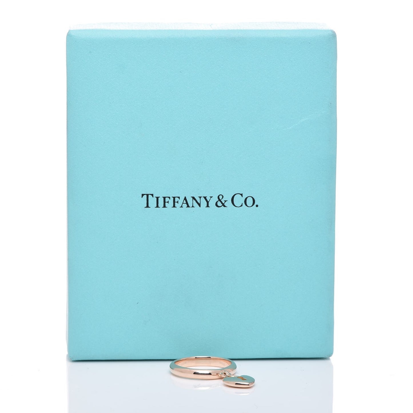 18K Rose Gold Heart Lock Charm Ring 50 5.25