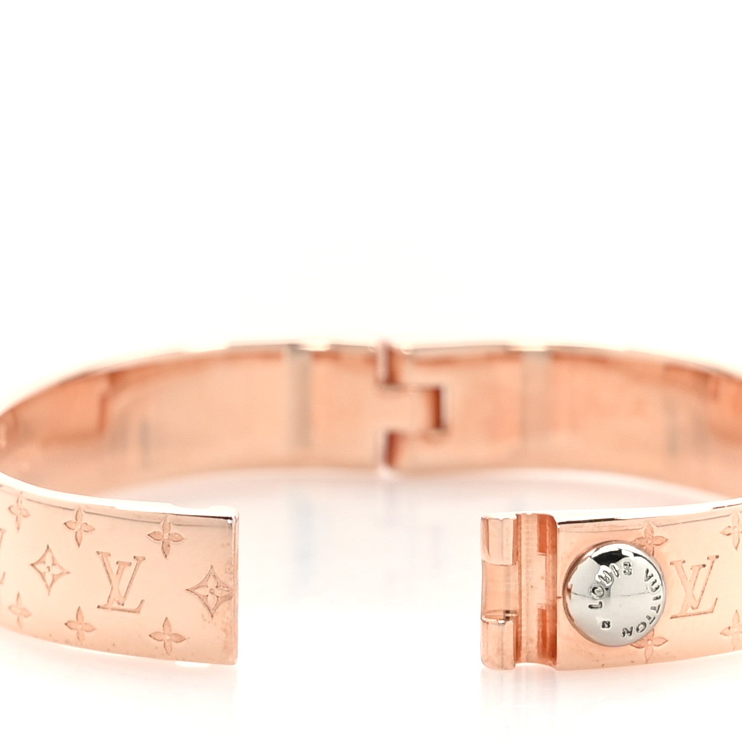 Louis Vuitton Brass Monogram Nanogram Cuff S Pink Gold 4 of 6