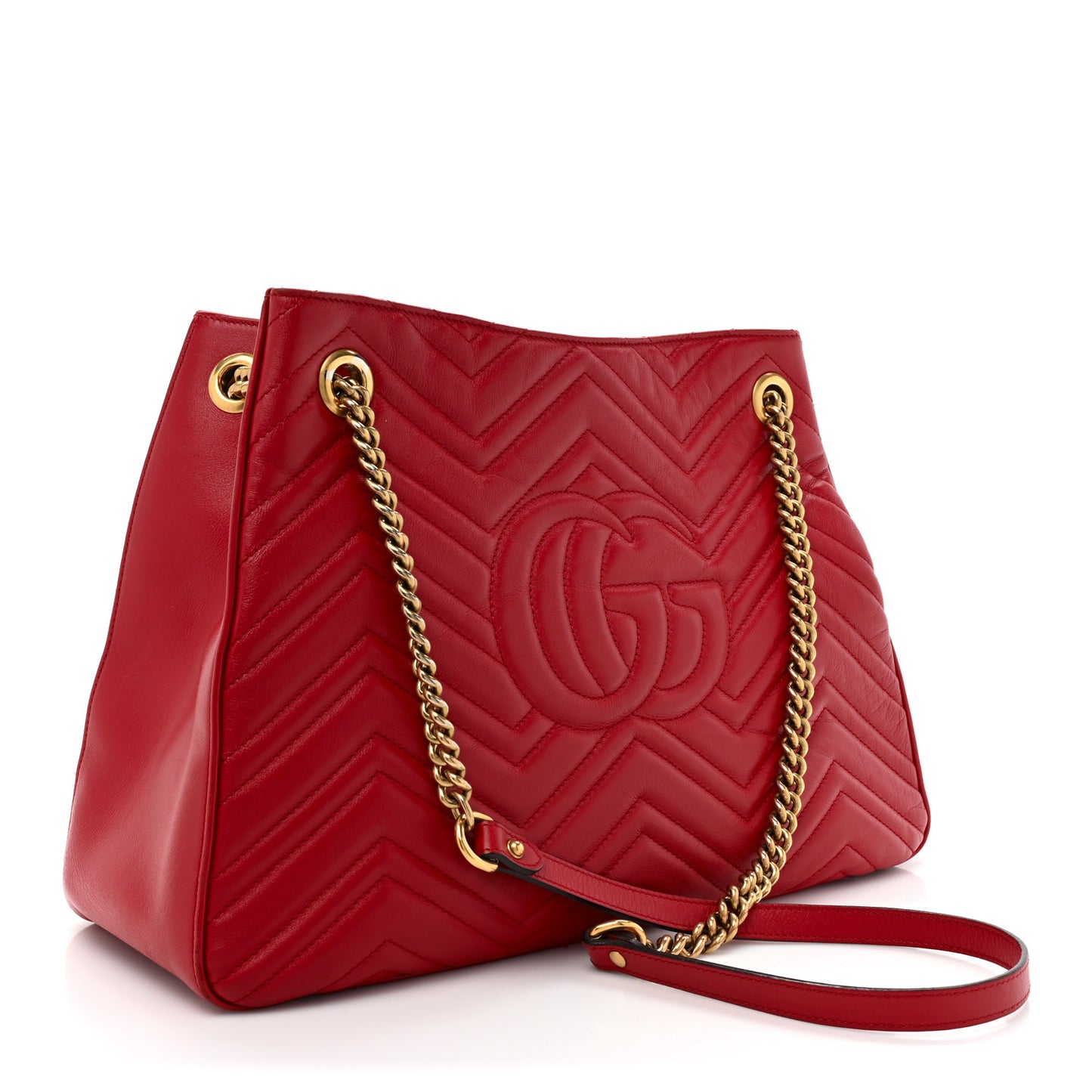 Calfskin Matelasse Medium GG Marmont Shoulder Tote Bag Hibiscus Red
