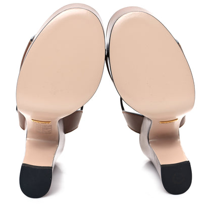 Gucci Cosmos Softy Calfskin Wooden Interlocking G Cut-Out 30/120mm Platform Sandals 36 Cuir 6 of 9