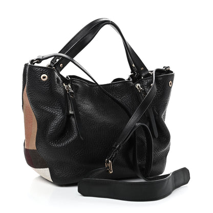 Burberry Grainy Calfskin House Check Small Maidstone Black 2 of 4