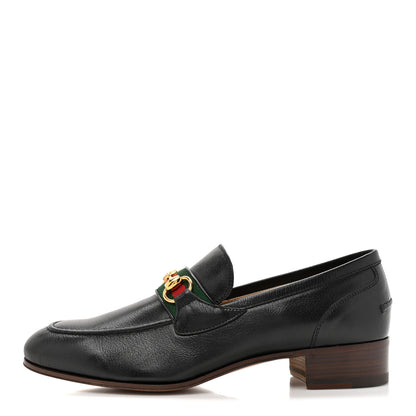 Gucci Goatskin Web Mens Horsebit Loafers 6.5 Black 1 of 10