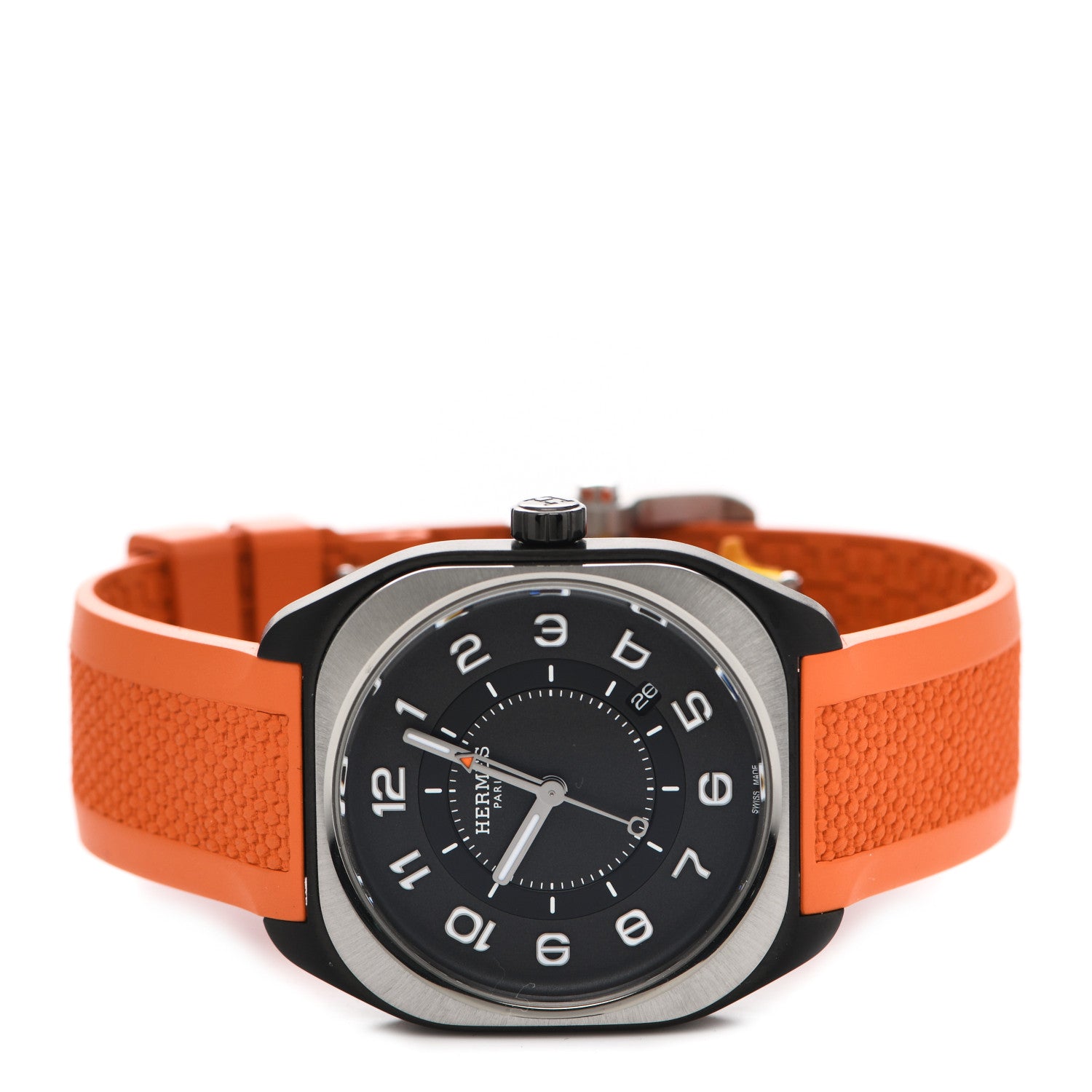 Hermes DLC Coated Titanium Rubber 39mm H08 Automatic Watch Orange 2 of 5