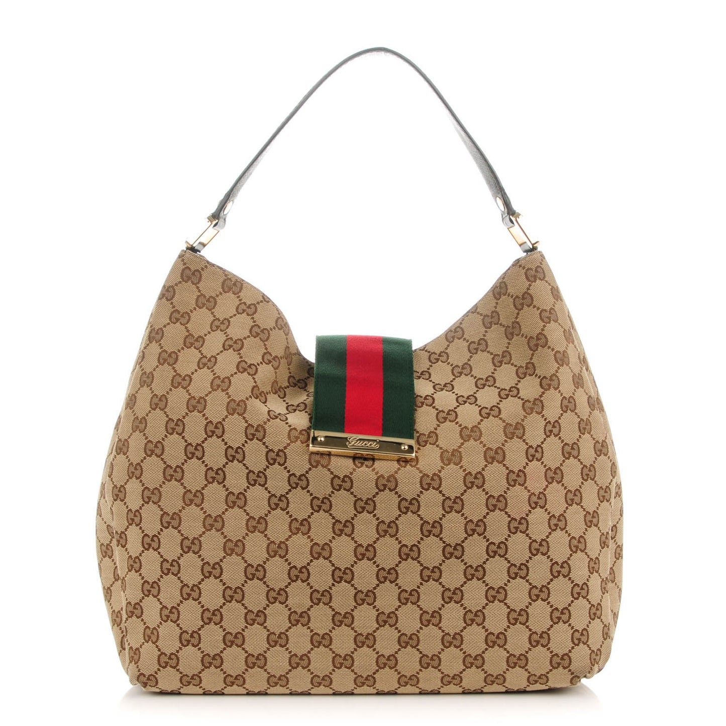 Monogram Large New Ladies Web Hobo Dark Brown