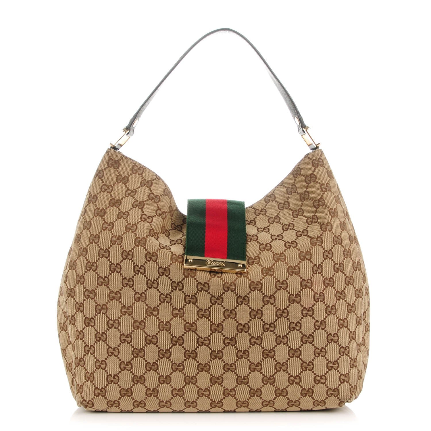 Gucci Monogram Large New Ladies Web Hobo Dark Brown 1 of 7