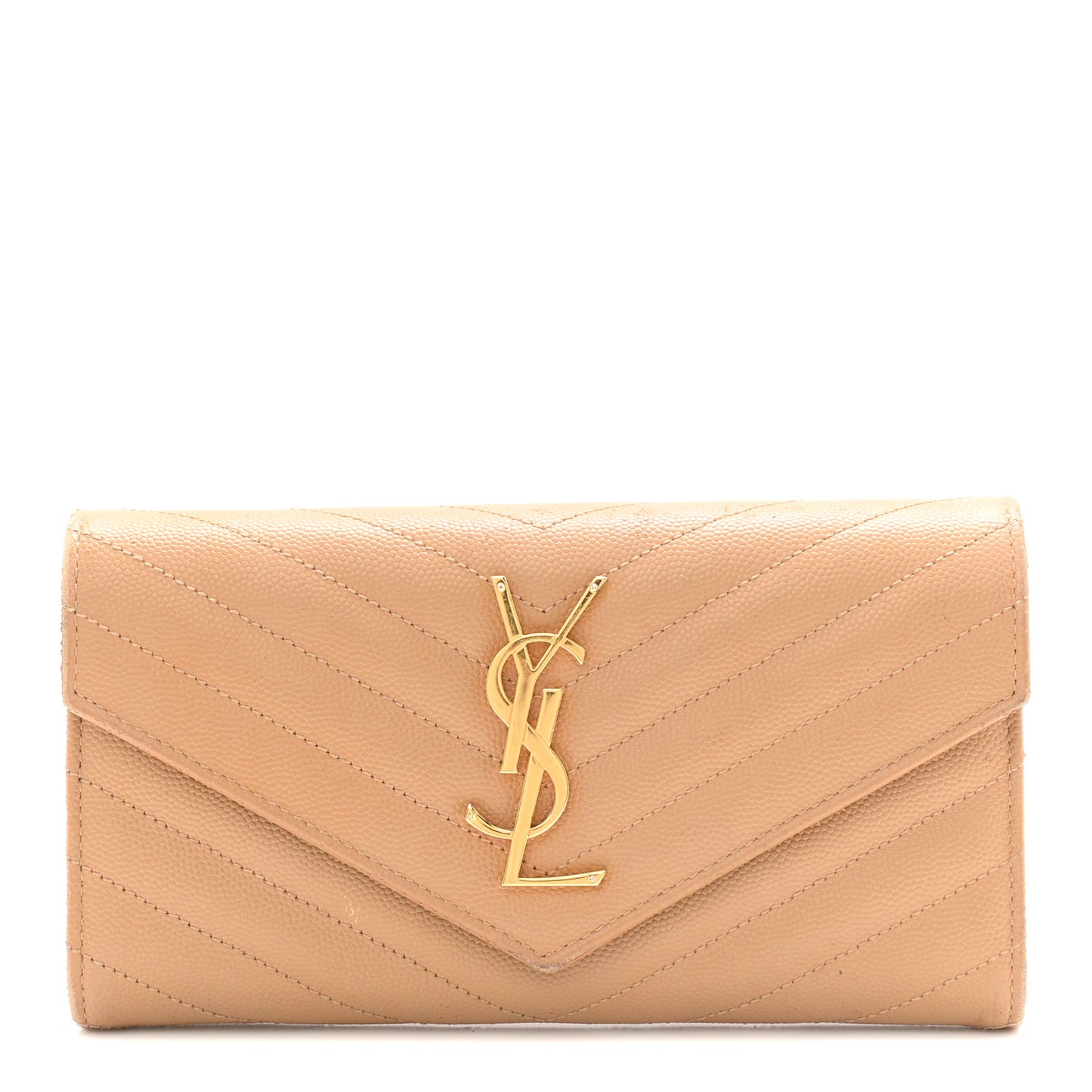 Grain De Poudre Matelasse Chevron Monogram Flap Wallet Cork