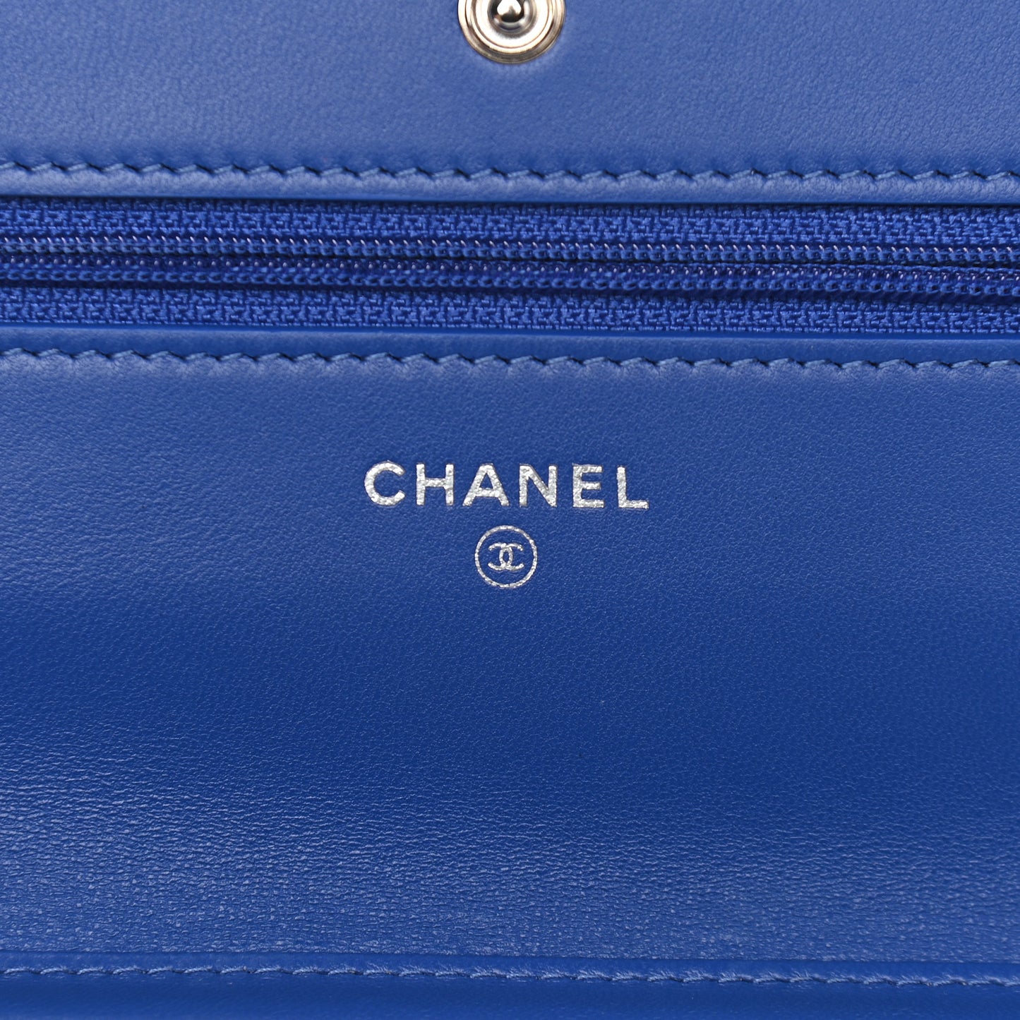 Lambskin Quilted Wallet On Chain WOC Blue
