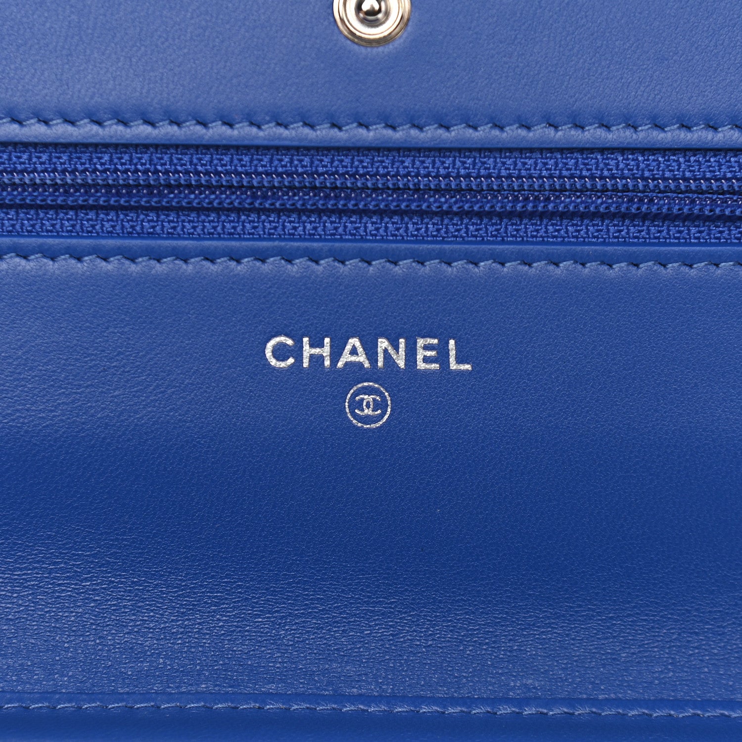 Chanel Lambskin Quilted Wallet On Chain WOC Blue 6 of 9