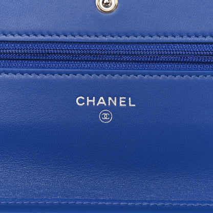 Chanel Lambskin Quilted Wallet On Chain WOC Blue 6 of 9