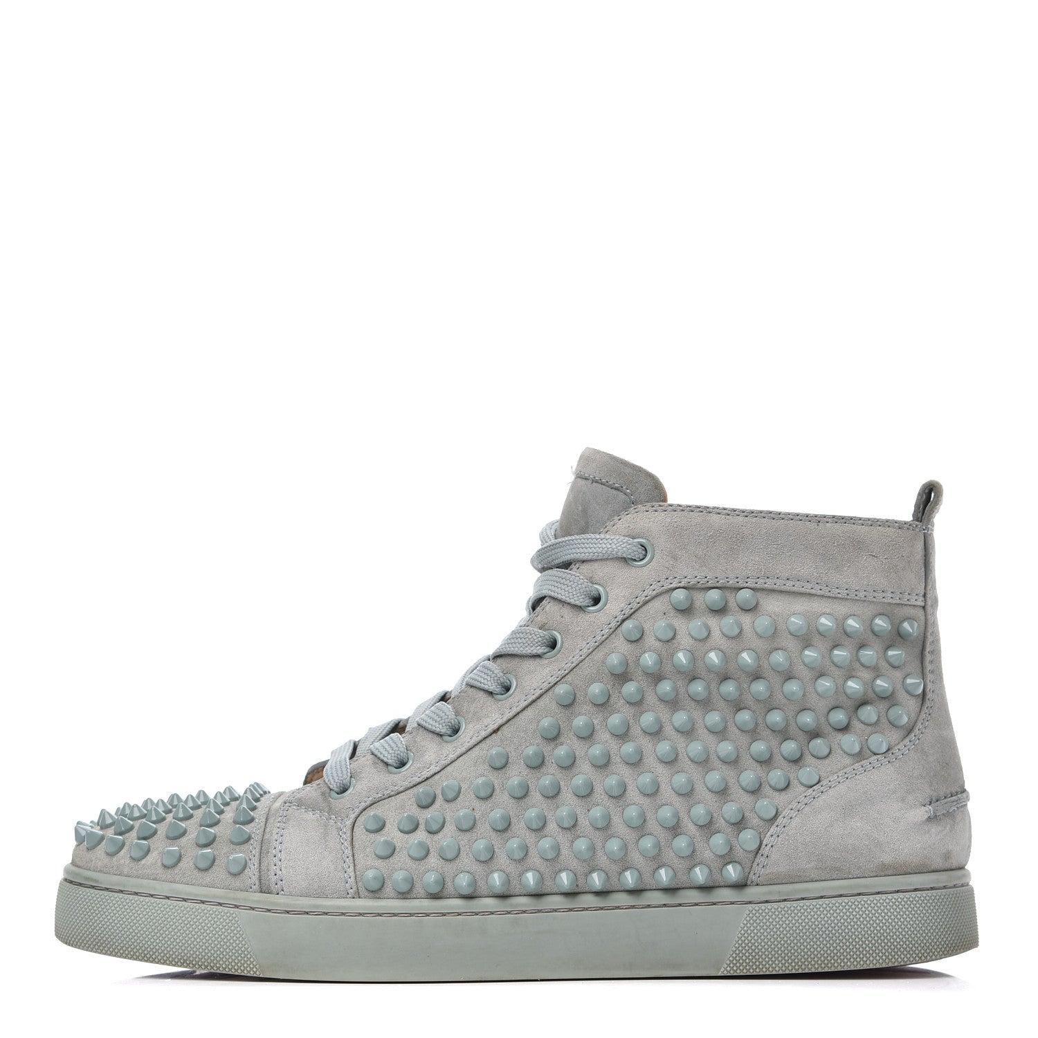 Christian Louboutin Veau Velours Mens Louis Orlato Flat Spikes Sneakers 42 Light Green 1 of 23