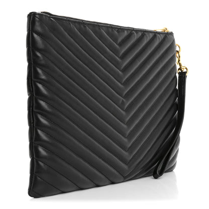 Saint Laurent Calfskin Matelasse Monogram Cassandre Tablet Pouch Black 3 of 10